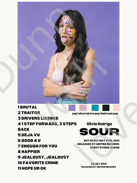 OLIVIA RODRIGO SOUR Album Cover Poster - Etsy Denmark