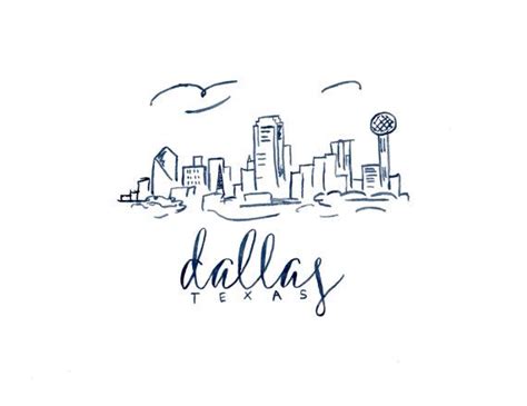 Dallas Skyline Watercolor Painting 8x10 Print by TreadStudios Sorority Canvas, Sorority Paddles ...