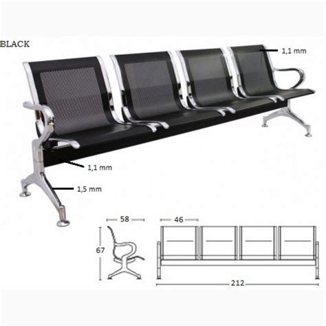 Kursi Tunggu Kantor / Kursi tunggu pasien / Kursi tunggu pelanggan - Hitam