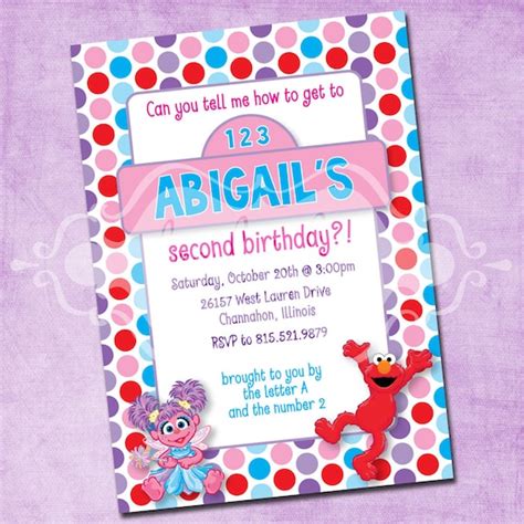 Elmo and Abby Birthday Party Invitation | Etsy