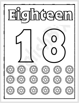 Number 18 Coloring Page Coloring Pages