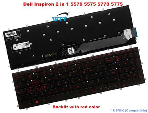 Laptop Keyboard for Dell Inspiron 15 5565 5567 5570 5575 7566 7567 G3 ...