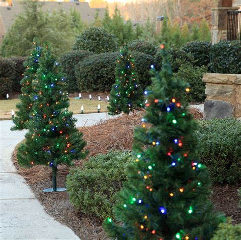 Outdoor Decorations - 2' Walkway Pre-Lit Winchester Fir Tree, 50 Warm White LED Lamps