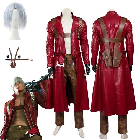 Game-DMC-Cosplay-Dante-Costume-Long-Coat-Pants-Wigs-Set-Adult-Men-Role ...