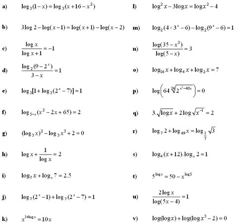 Math Exercises & Math Problems: Logarithmic Equations and Inequalities