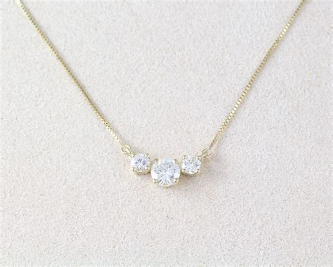 Three Stone Diamond CZ 0.70 CT Necklace, 3 Stone Necklace | Benati