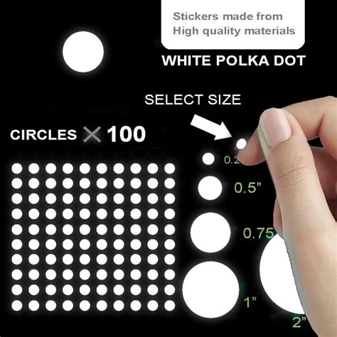 100 2mm, 3mm, 4mm, Micro, Tiny, Small Sticker Dots, Sticker Dots, White Polka Dot Stickers ...