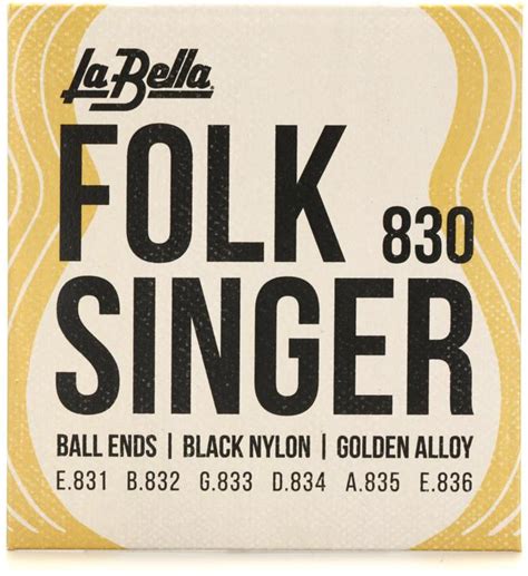 La Bella 830 Folksinger Ball-End Black Nylon & Golden Alloy Guitar ...