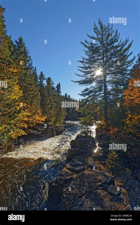 The waterfalls called Chutes Croches at sunset, Mont-Tremblant National ...