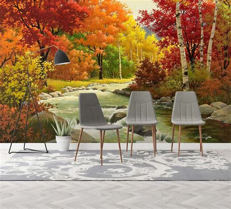 3D Autumn Landscape 024 Wall Murals | AJ Wallpaper