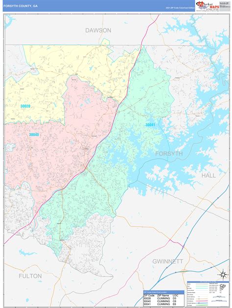 Forsyth County, GA Wall Map Color Cast Style by MarketMAPS - MapSales