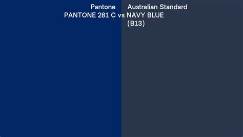 Pantone 281 C vs Australian Standard NAVY BLUE (B13) side by side comparison