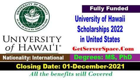 University of Hawaii Scholarships 2022 in United States [Fully Funded]