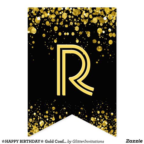 ☆HAPPY BIRTHDAY☆ Gold Confetti Bunting Flags | Zazzle | Feliz ...