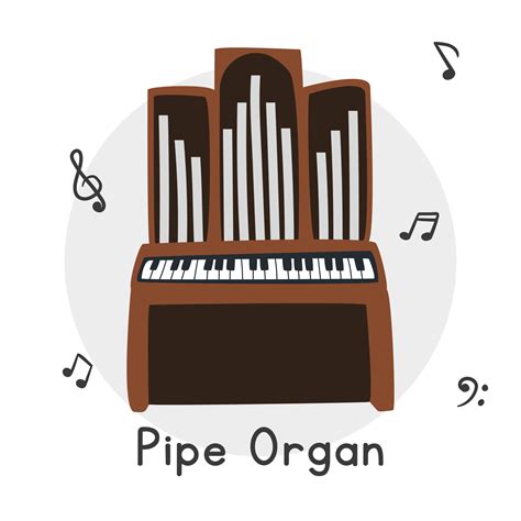 Pipe organ clipart cartoon style. Simple cute wooden church organ flat vector illustration ...