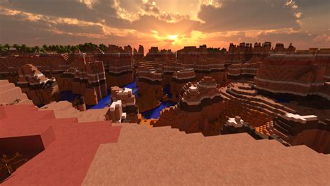 Sunset in a Mesa Bryce biome (x-post from /r/minecraft) : chunky