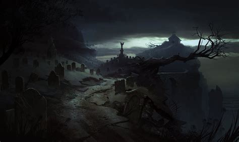 'The Evil Within' - graveyard crumbling into the sea, Christian Bravery on ArtStation at http ...