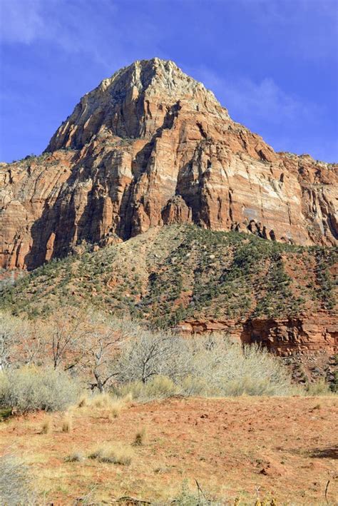 Red Rock Canyon and Mountains, Zion National Park, Utah Stock Photo ...