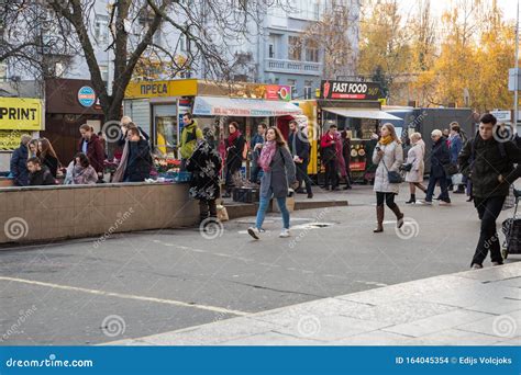 City, Kiev, Ukraine. City Center with People and Tourists Editorial ...