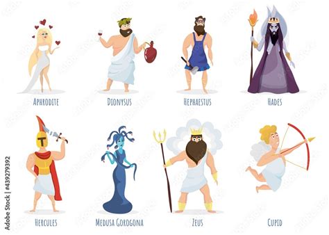 Greek gods. Aphrodite, Dionysus, Hephaestus, Hades, Hercules, Medusa Gorgon, Zeus, Cupid ...