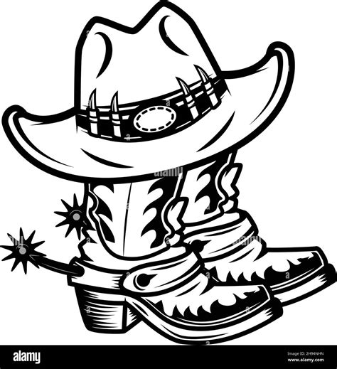 Cowboy hat and cowboy boots. Design element for poster, card, banner,emblem, sign. Vector ...