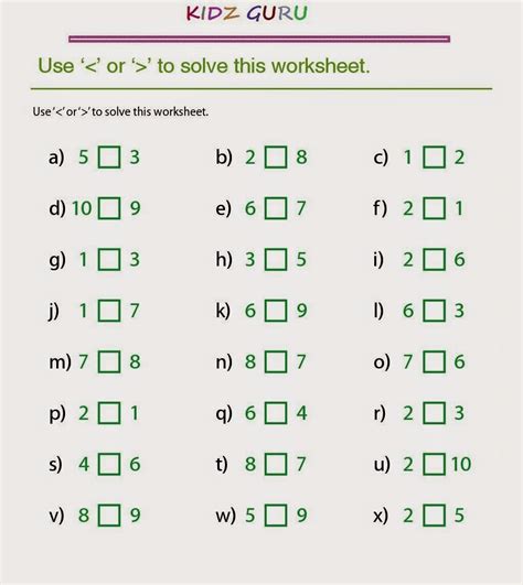 Kindergarten Worksheets Maths Greater More Than Less Equal To | Worksheets Samples