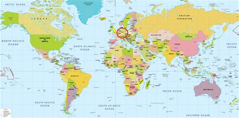 Germany on world map - Germany map in world map (Western Europe - Europe)