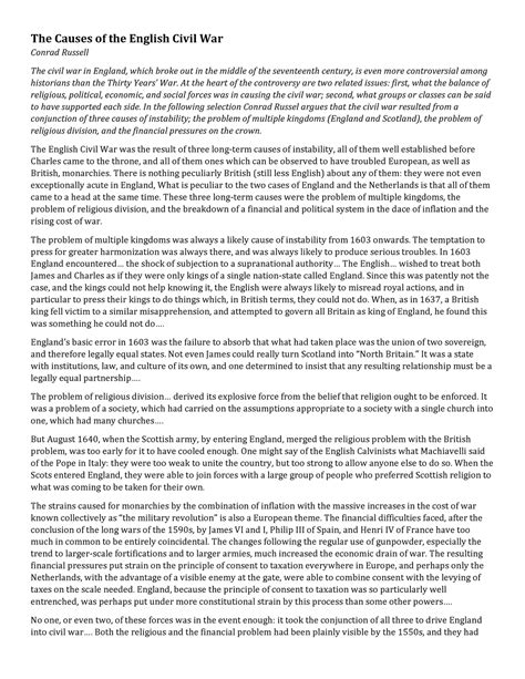 The Causes of the English Civil War Conrad Russell - The Causes of the ...