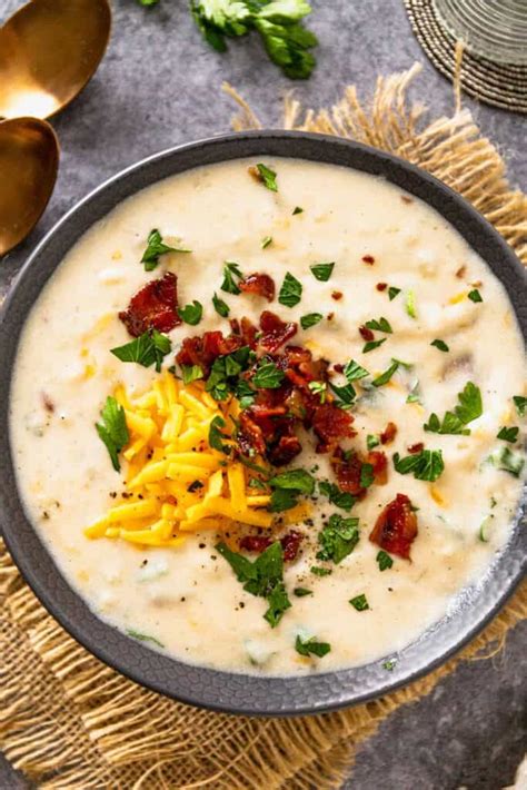 Bacon Cheddar Potato Soup (Slow Cooker) - Cookrita