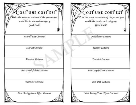 Halloween Costume Contest Ballot | Etsy