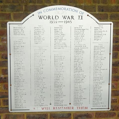 Surbiton war memorial - WW2 names Commemorations (Memorial): London Remembers, Aiming to capture ...