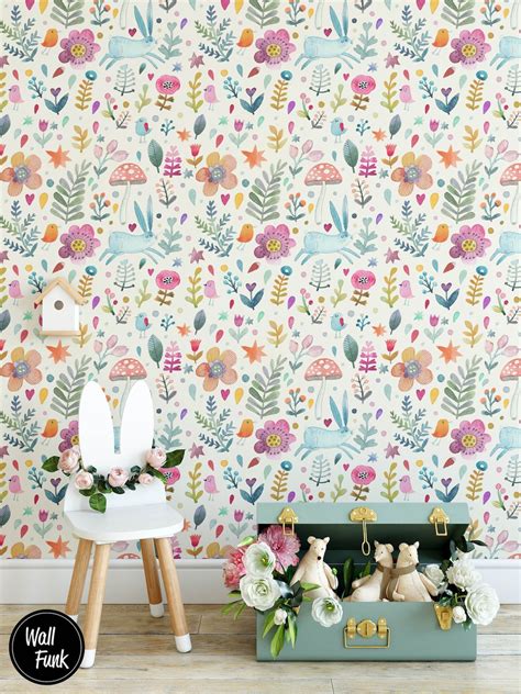 Floral Nursery Wallpaper Nursery Wallpaper Childrens Nursery - Etsy