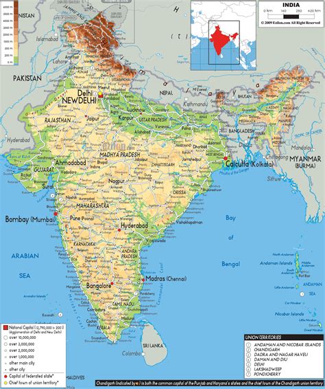 India Physical Map Himalayas - Share Map