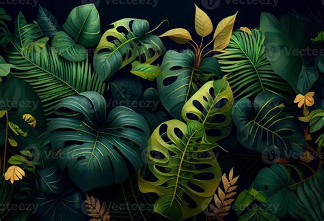 Photo tropical leaves background jungle rainforest plants wallpaper. Generate Ai 22628758 Stock ...