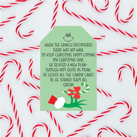 Grinch Tags, Grinch Labels, Grinch Candy Cane Label, Grinch Candy Cane Tags, Candy Stocking ...