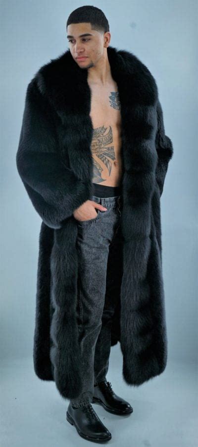 Men’s Full Length Black Fox Coat 3726 | MARC KAUFMAN FURS