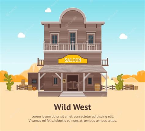 Premium Vector | Cartoon Building Saloon on a Landscape Background Card Poster Vector