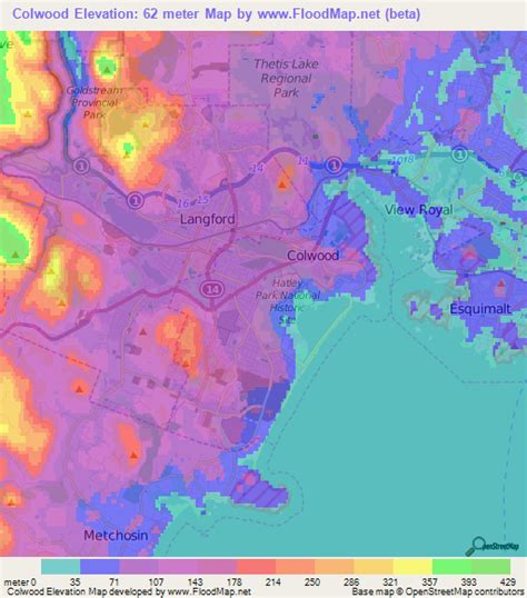 Elevation of Colwood,Canada Elevation Map, Topography, Contour