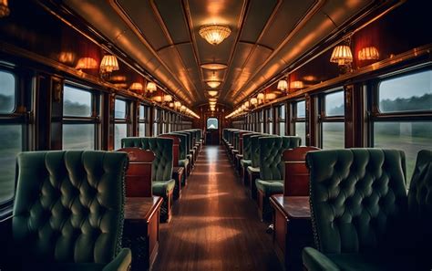 Premium AI Image | A train car with green seats and a green leather seat.