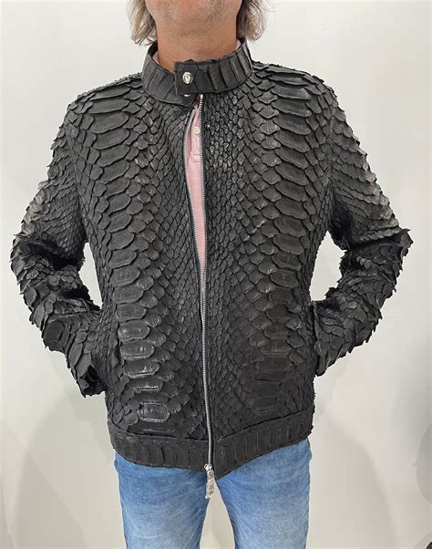 Men's KING Snakeskin Jacket Black Python Leather Jacket - Etsy UK