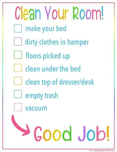 Help your kids keep their rooms clean with this free printable step by step kid's bedroom ...