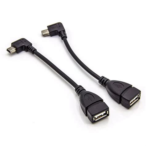 2Pcs/lot 90 Degree Right Angle Adapter Mini USB Host Cable Mini B Male ...