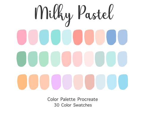 Procreate Color Palette Milky Pastel Color Swatches | Etsy