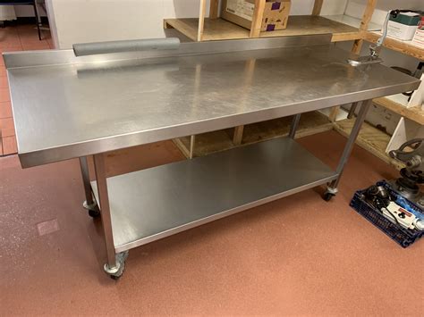 6ft stainless steel 2 tier prep table on wheels