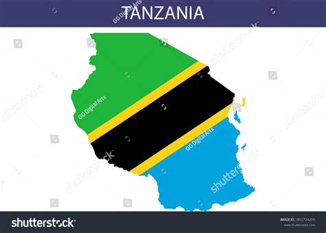 Tanzania Map Flag Vector Editable Flags Stock Vector (Royalty Free ...