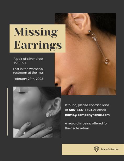 Black Elegant Missing Earrings Poster - Venngage