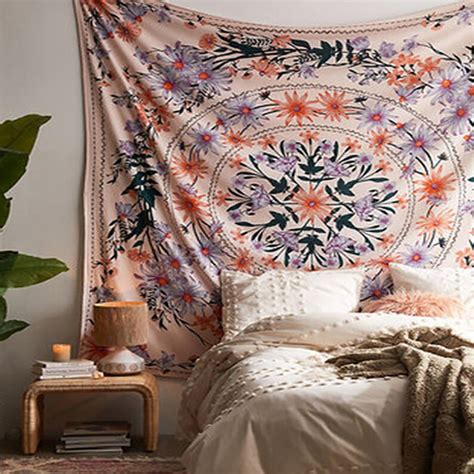 Boho Wall Tapestry Floral Tapestry Boho Floral Blanket Wall | Etsy