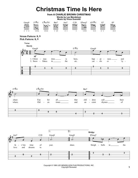 Christmas Time Is Here by Vince Guaraldi - Easy Guitar Tab - Guitar ...