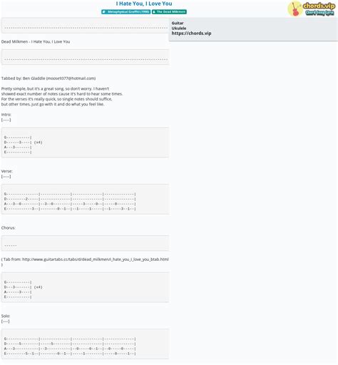 Chord: I Hate You, I Love You - tab, song lyric, sheet, guitar, ukulele ...