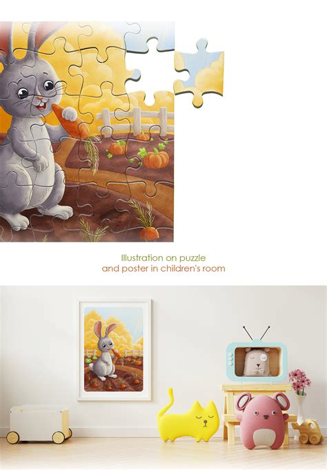 Children's illustration "Bunny eating carrot" :: Behance